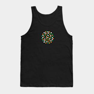 Small Cluster of Green White Orange Shamrock Tank Top